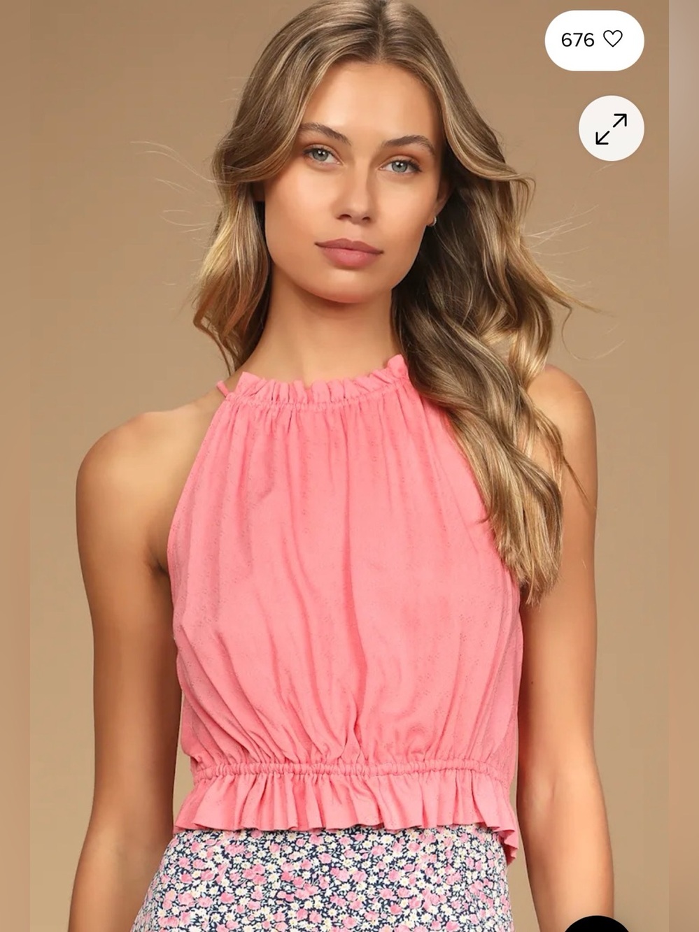 Lulus Roll Pink Tie-Back Halter Tank Top
